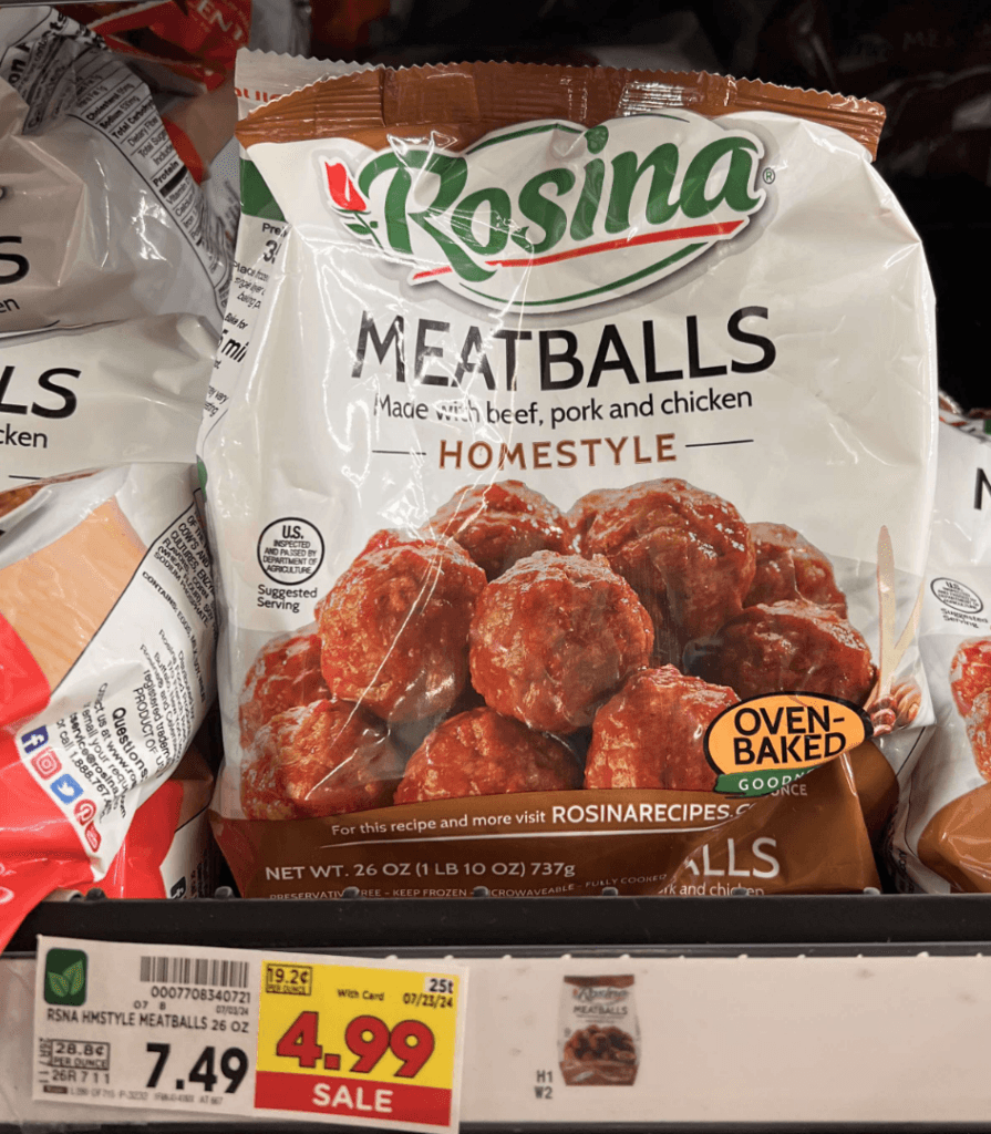 rosina meatballs on kroger shelf